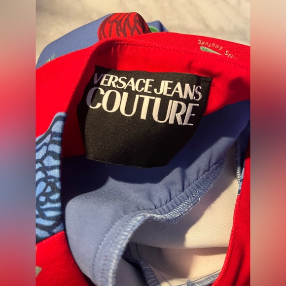 Versace Jeans Couture Roses Printed Cut-Out Crewneck Mini Dress - Picture 2 of 10